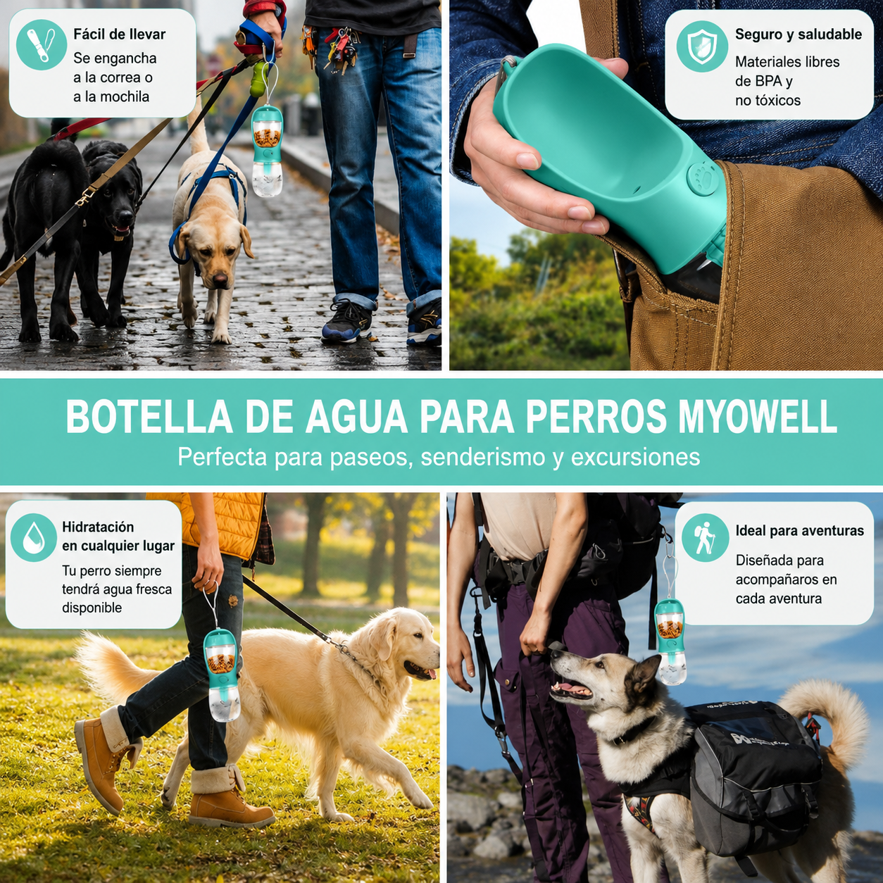Botella Antiderrames para Paseos sin Sed