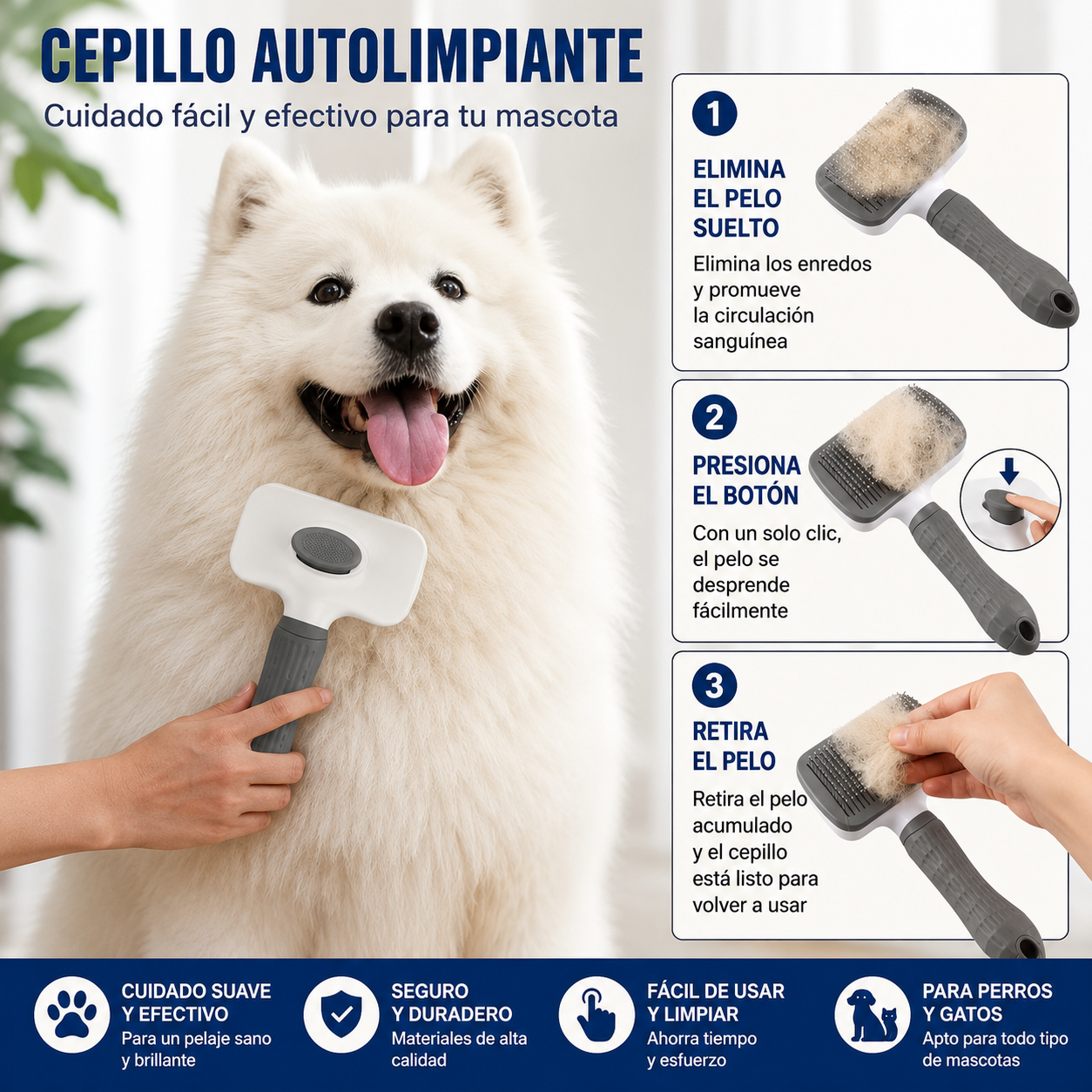 Cepillo Autolimpiable Quitapelos