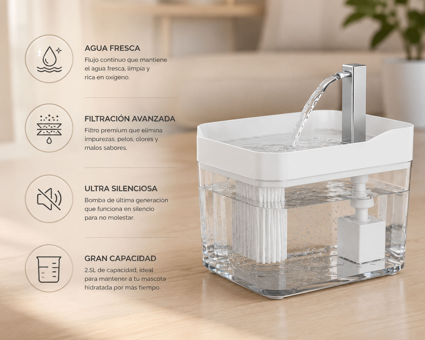 Fuente de Agua Premium para Mascotas